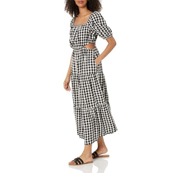 Women's Anaya Square-Neck Cutout Tiered Maxi Dress Xx-Large Black/Whisper White - Picture 3 of 6